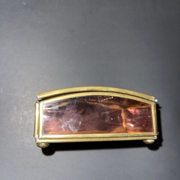 VTG Bessie Pease Gutmann Glass & Brass Trinket Box Foil Artwork Via Vermont - Picture 5 of 5